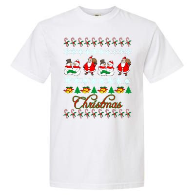 Santa Snowman Ugly Christmas Sweater Garment-Dyed Heavyweight T-Shirt