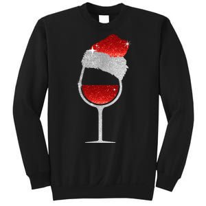 Santa Sparkly Wine Glass Sweatshirt