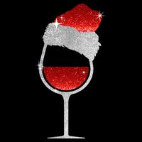 Santa Sparkly Wine Glass T-Shirt