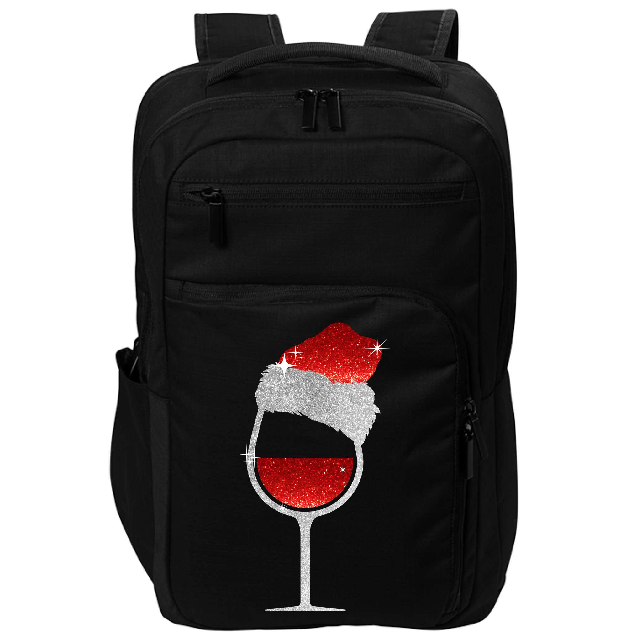 Santa Sparkly Wine Glass Impact Tech Backpack