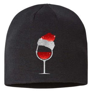 Santa Sparkly Wine Glass Sustainable Beanie