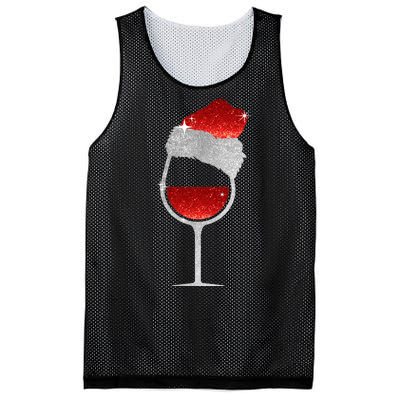 Santa Sparkly Wine Glass Mesh Reversible Basketball Jersey Tank