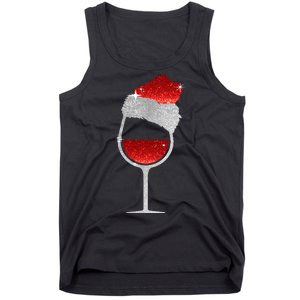 Santa Sparkly Wine Glass Tank Top