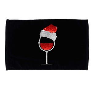 Santa Sparkly Wine Glass Microfiber Hand Towel