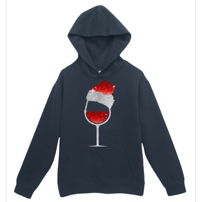 Santa Sparkly Wine Glass Urban Pullover Hoodie