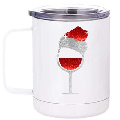 Santa Sparkly Wine Glass 12 oz Stainless Steel Tumbler Cup