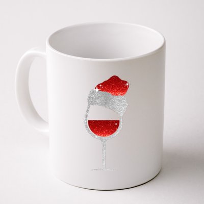 Santa Sparkly Wine Glass Coffee Mug