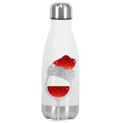 Santa Sparkly Wine Glass Stainless Steel Insulated Water Bottle