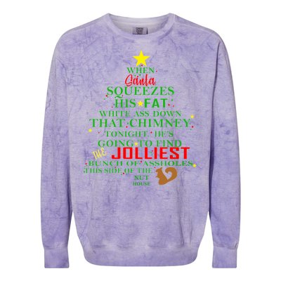 Santa Squeezes Down The Chimney Colorblast Crewneck Sweatshirt