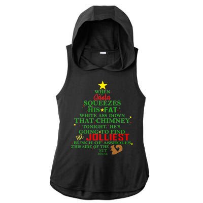 Santa Squeezes Down The Chimney Ladies PosiCharge Tri-Blend Wicking Draft Hoodie Tank