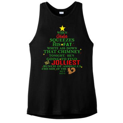 Santa Squeezes Down The Chimney Ladies PosiCharge Tri-Blend Wicking Tank