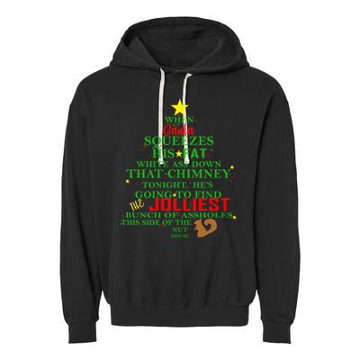 Santa Squeezes Down The Chimney Garment-Dyed Fleece Hoodie