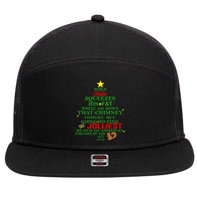 Santa Squeezes Down The Chimney 7 Panel Mesh Trucker Snapback Hat