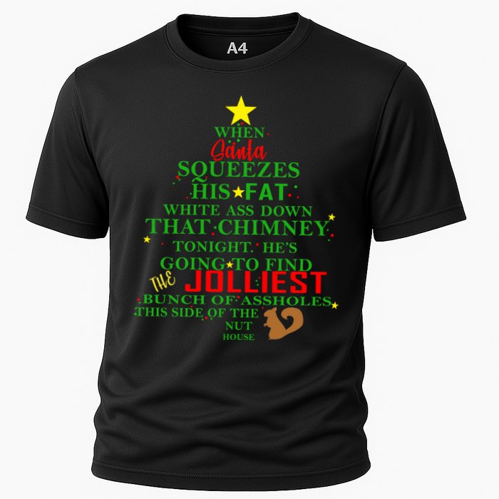 Santa Squeezes Down The Chimney Performance Shirt