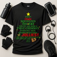 Santa Squeezes Down The Chimney Performance Shirt