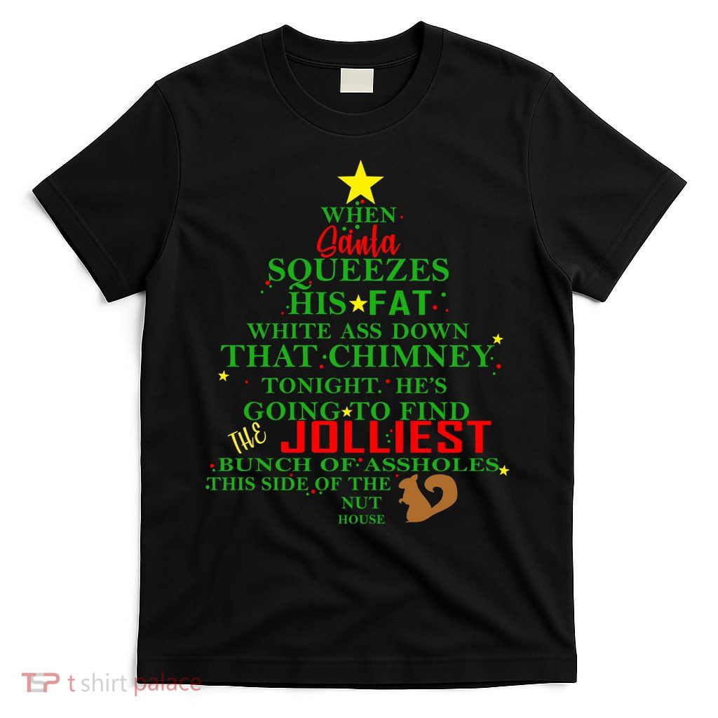 Santa Squeezes Down The Chimney T-Shirt