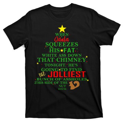 Santa Squeezes Down The Chimney T-Shirt