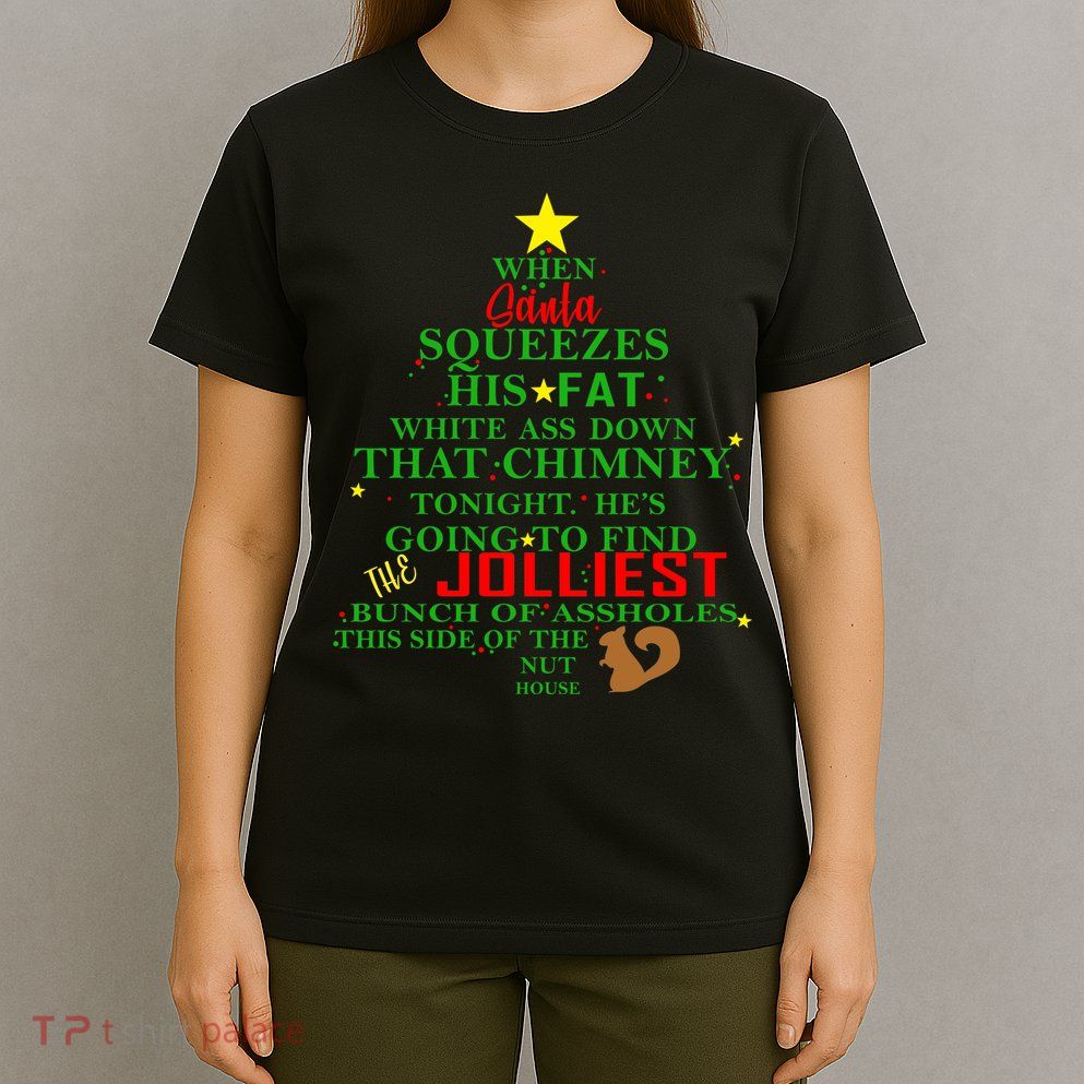 Santa Squeezes Down The Chimney T-Shirt