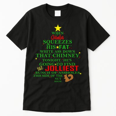Santa Squeezes Down The Chimney Tall T-Shirt