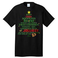 Santa Squeezes Down The Chimney Tall T-Shirt