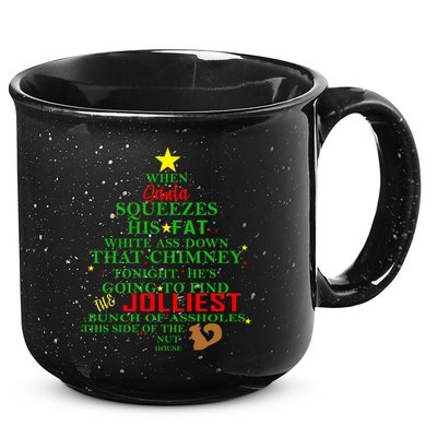 Santa Squeezes Down The Chimney 15oz Campfire Ceramic Mug