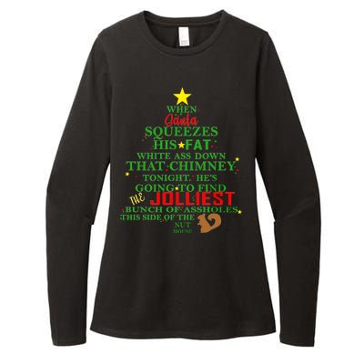 Santa Squeezes Down The Chimney Womens CVC Long Sleeve Shirt