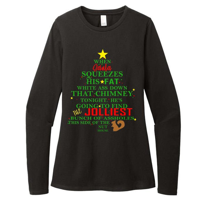 Santa Squeezes Down The Chimney Womens CVC Long Sleeve Shirt