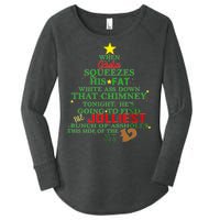 Santa Squeezes Down The Chimney Women's Perfect Tri Tunic Long Sleeve Shirt