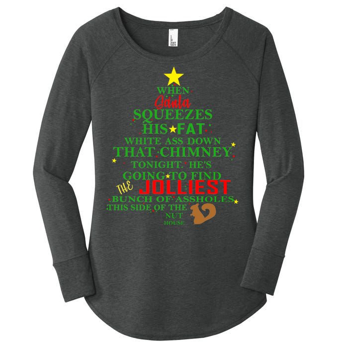 Santa Squeezes Down The Chimney Women's Perfect Tri Tunic Long Sleeve Shirt