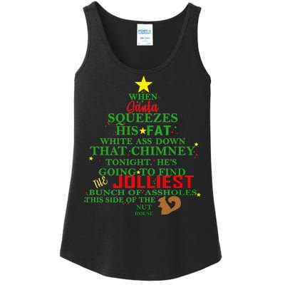 Santa Squeezes Down The Chimney Ladies Essential Tank