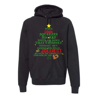 Santa Squeezes Down The Chimney Premium Hoodie