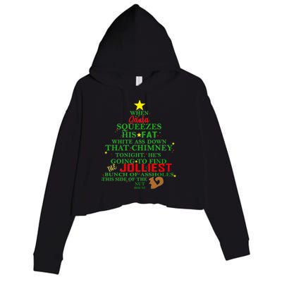 Santa Squeezes Down The Chimney Crop Fleece Hoodie