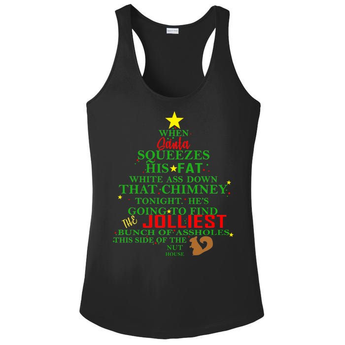 Santa Squeezes Down The Chimney Ladies PosiCharge Competitor Racerback Tank