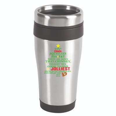 Santa Squeezes Down The Chimney 16oz Travel Tumbler