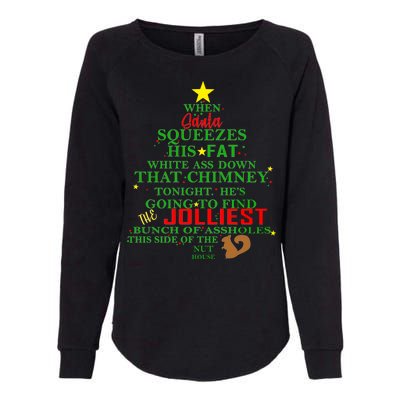 Santa Squeezes Down The Chimney Womens California Wash Sweatshirt