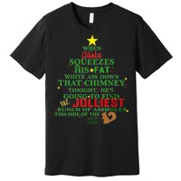 Santa Squeezes Down The Chimney Premium T-Shirt