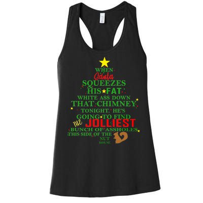 Santa Squeezes Down The Chimney Women's Racerback Tank