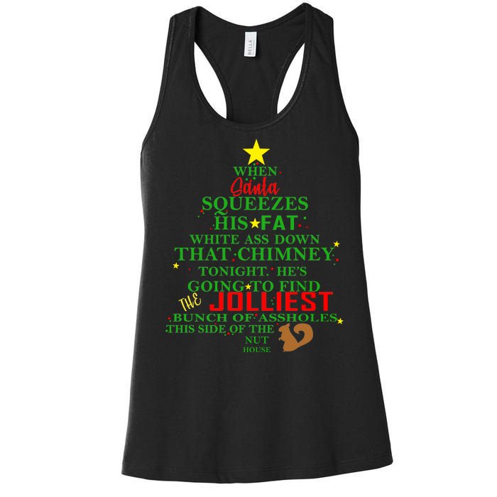 Santa Squeezes Down The Chimney Women's Racerback Tank