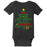 Santa Squeezes Down The Chimney Baby Bodysuit