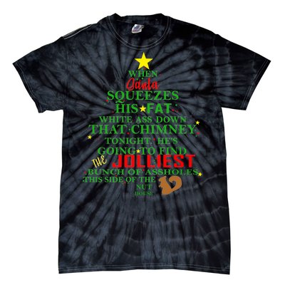 Santa Squeezes Down The Chimney Tie-Dye T-Shirt