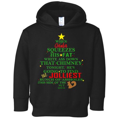 Santa Squeezes Down The Chimney Toddler Hoodie