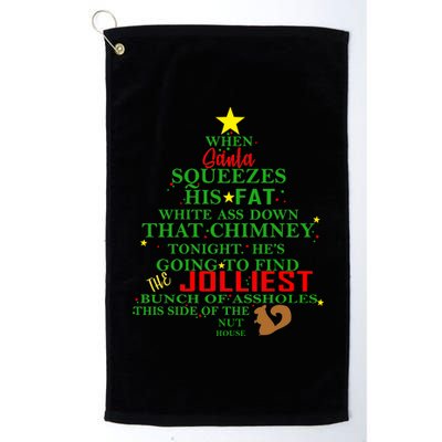 Santa Squeezes Down The Chimney Platinum Collection Golf Towel