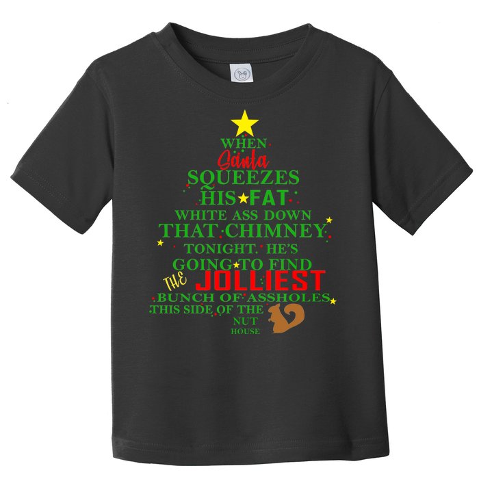 Santa Squeezes Down The Chimney Toddler T-Shirt