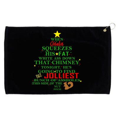 Santa Squeezes Down The Chimney Grommeted Golf Towel