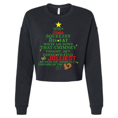 Santa Squeezes Down The Chimney Cropped Pullover Crew