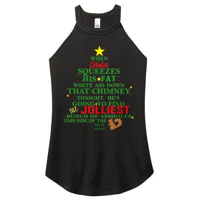 Santa Squeezes Down The Chimney Women's Perfect Tri Rocker Tank