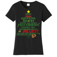 Santa Squeezes Down The Chimney Women's T-Shirt