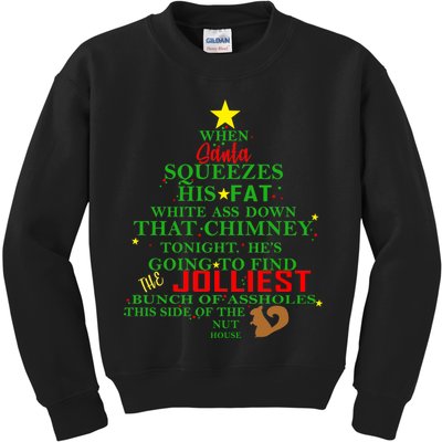 Santa Squeezes Down The Chimney Kids Sweatshirt