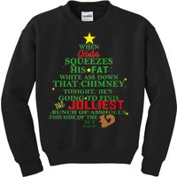 Santa Squeezes Down The Chimney Kids Sweatshirt