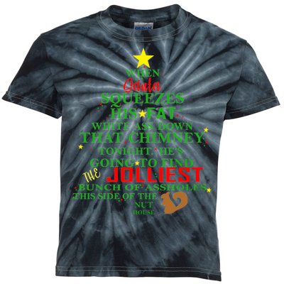 Santa Squeezes Down The Chimney Kids Tie-Dye T-Shirt